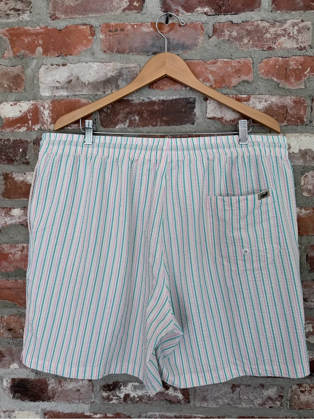 RSVLTS Easy Does It Seersucker Hybrid Swim Trunks 2XL Pastel Stripe